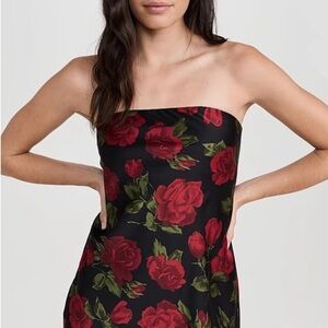 Show Me Your MuMu Strapless Red Floral Dress